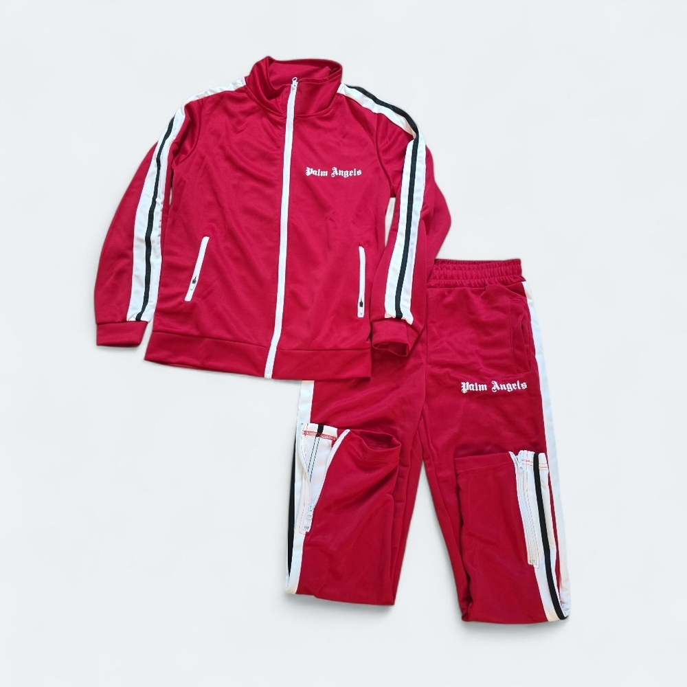 NWOT Red With Stipes 2‎ Piece Track Suit Drawstring Waist Zip Hem Size Small